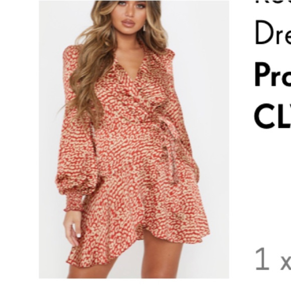 Pretty little things Red satin leopard wrap dress